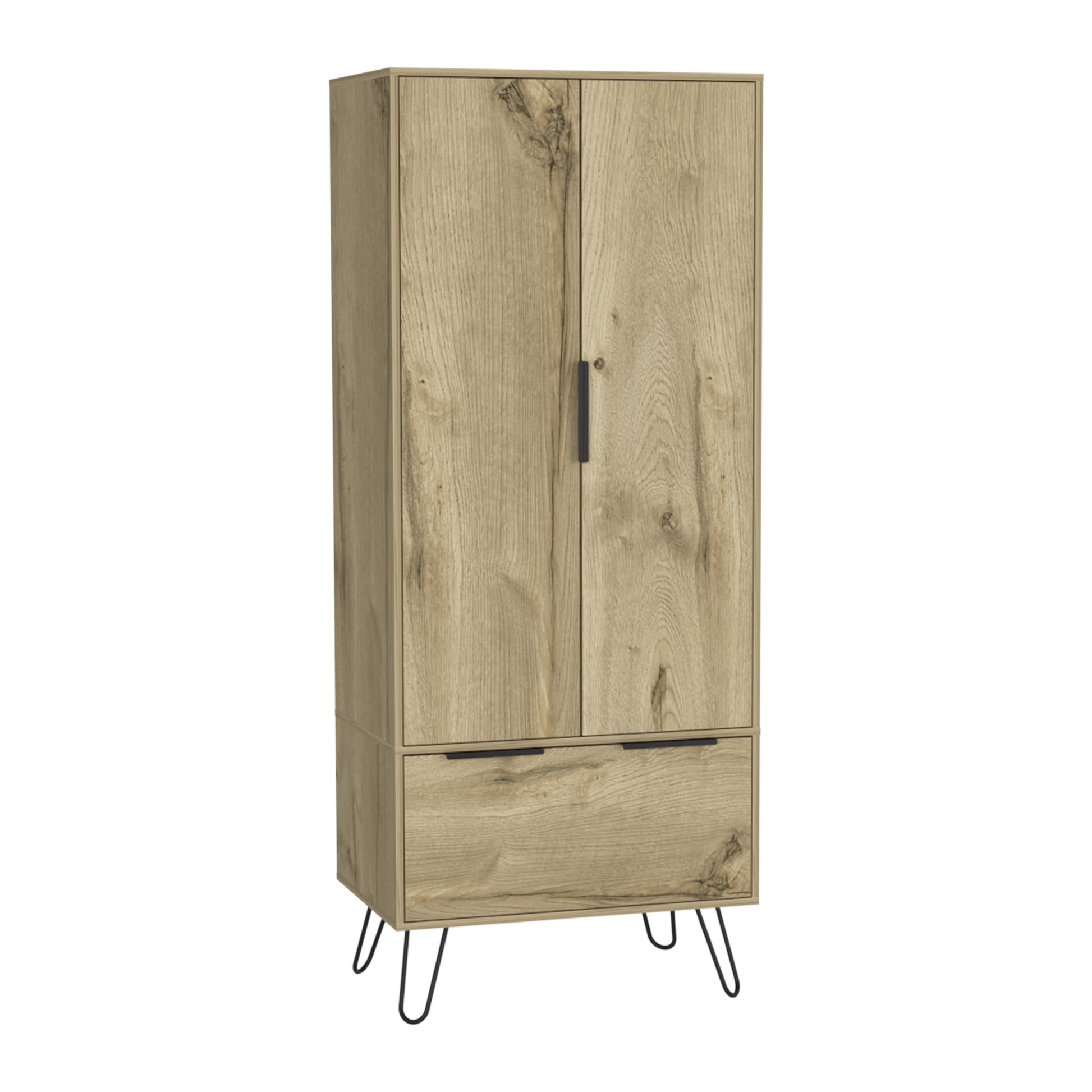 74" Oak Wood Two Door Single Drawer Combo Dresser-2