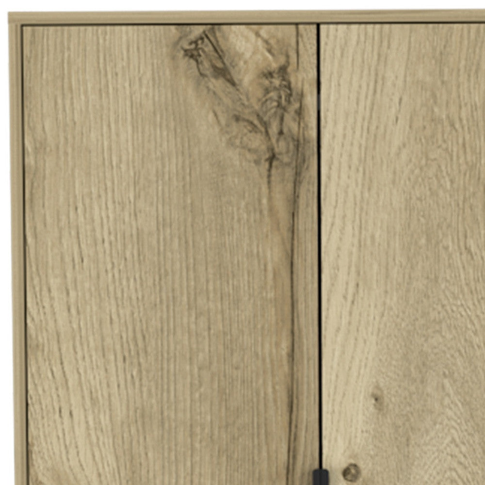 74" Oak Wood Two Door Single Drawer Combo Dresser-4