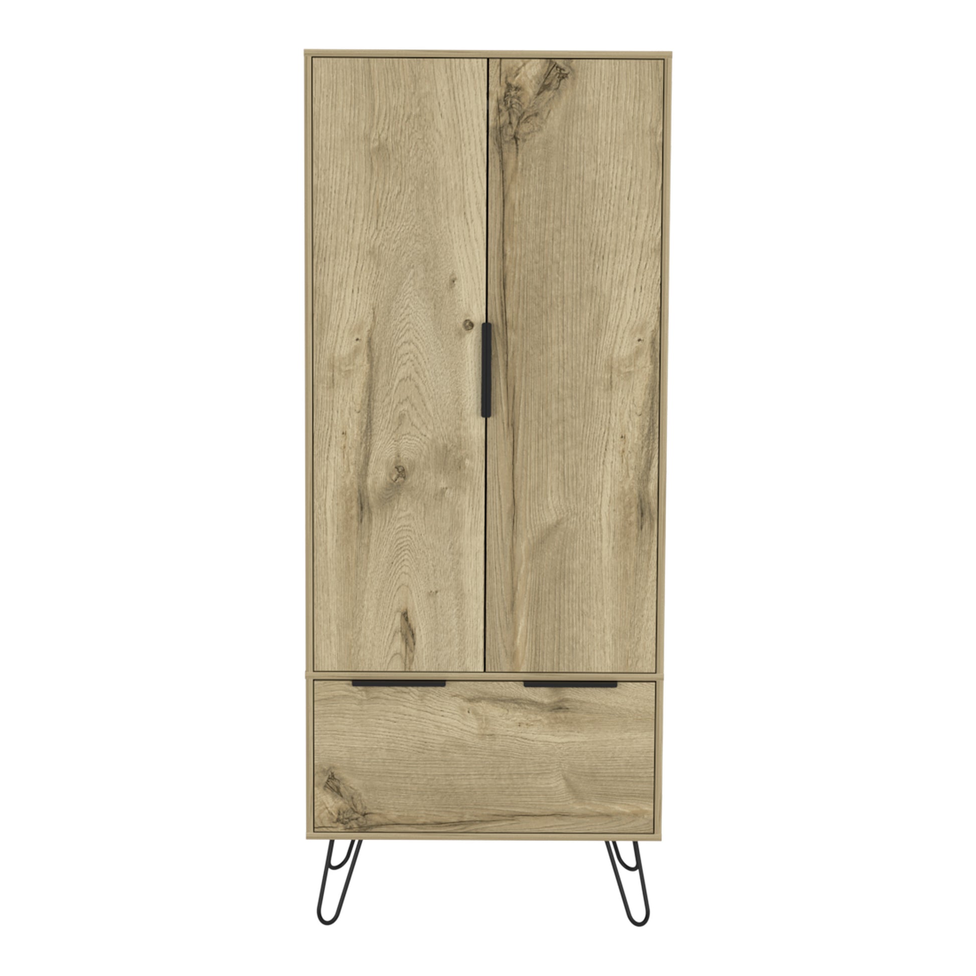 74" Oak Wood Two Door Single Drawer Combo Dresser-3