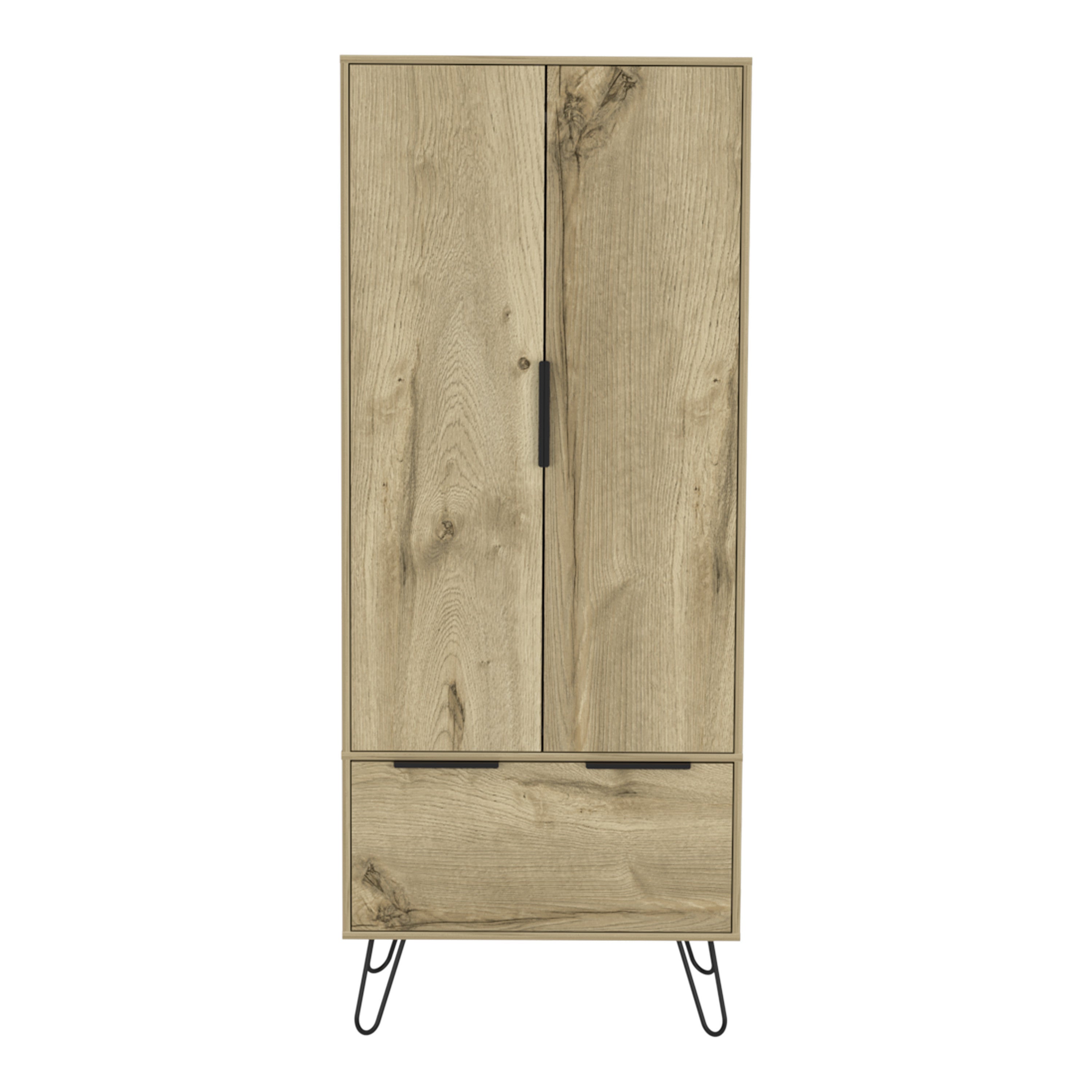 74" Oak Wood Two Door Single Drawer Combo Dresser-3