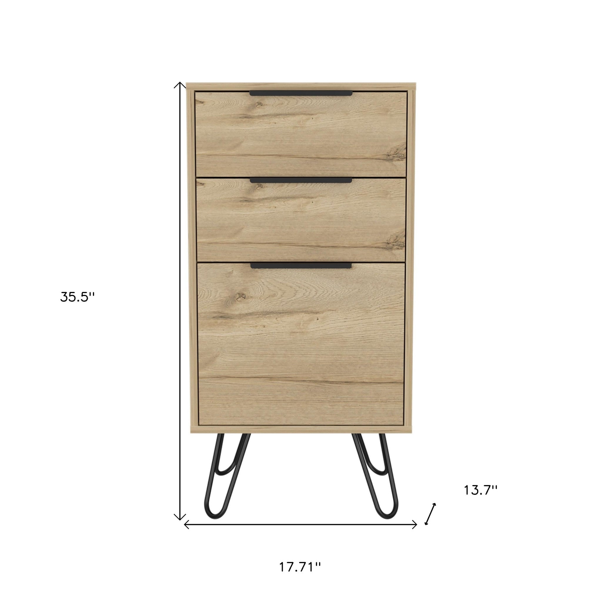 18" Brown and Black Three Drawer Standard Chest-6