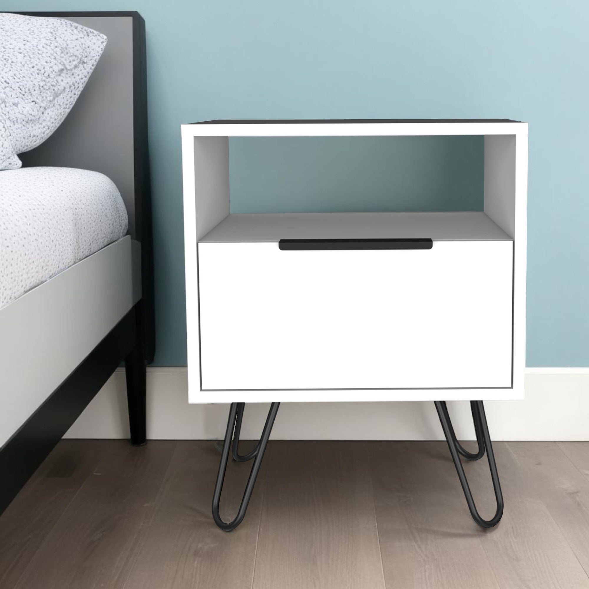 22" White Wood Nightstand-0
