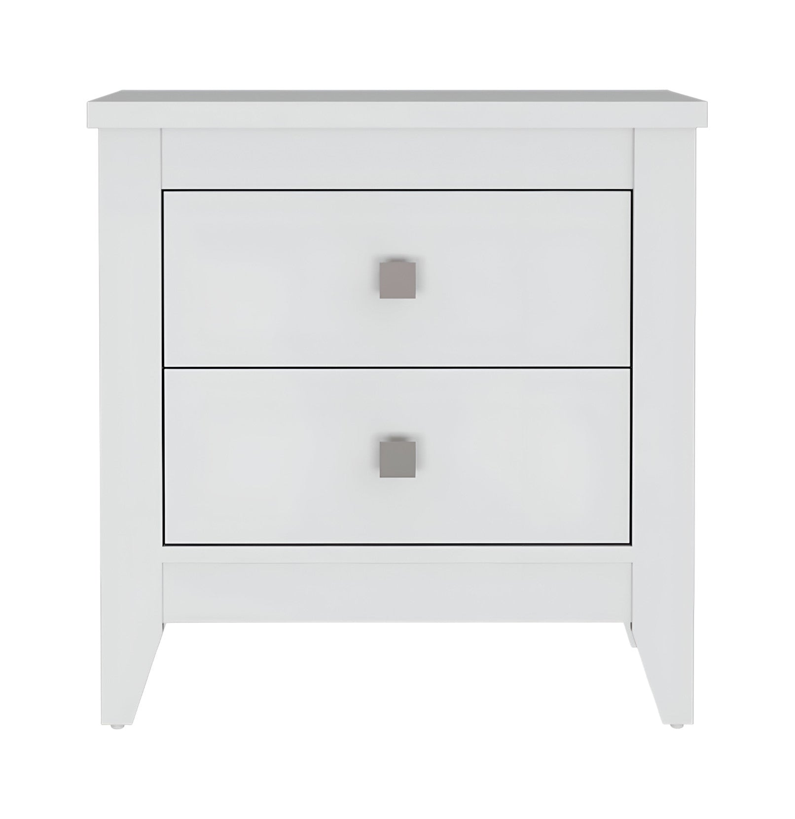 24" White Wood Two Drawer Nightstand-Nightstands & Bedside Tables-DECOROLALA