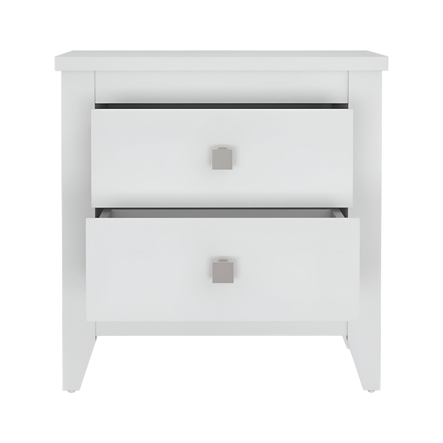 24" White Wood Two Drawer Nightstand-Nightstands & Bedside Tables-DECOROLALA
