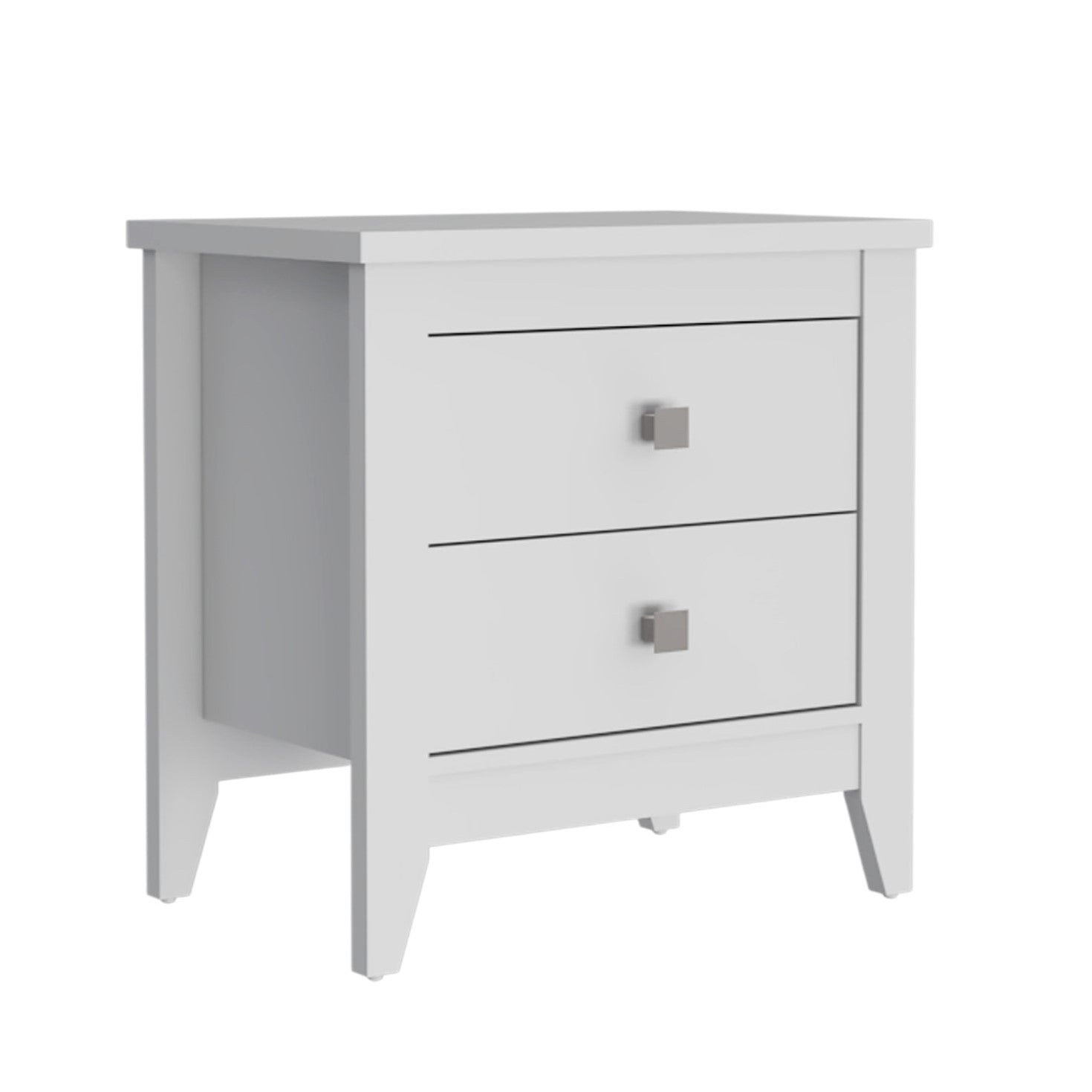 24" White Wood Two Drawer Nightstand-Nightstands & Bedside Tables-DECOROLALA