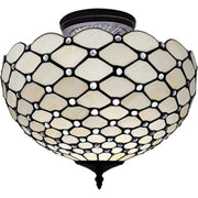 Black and White Tiffany Style Two Light Semi Flush Ceiling Lamp-Chandeliers-DECOROLALA