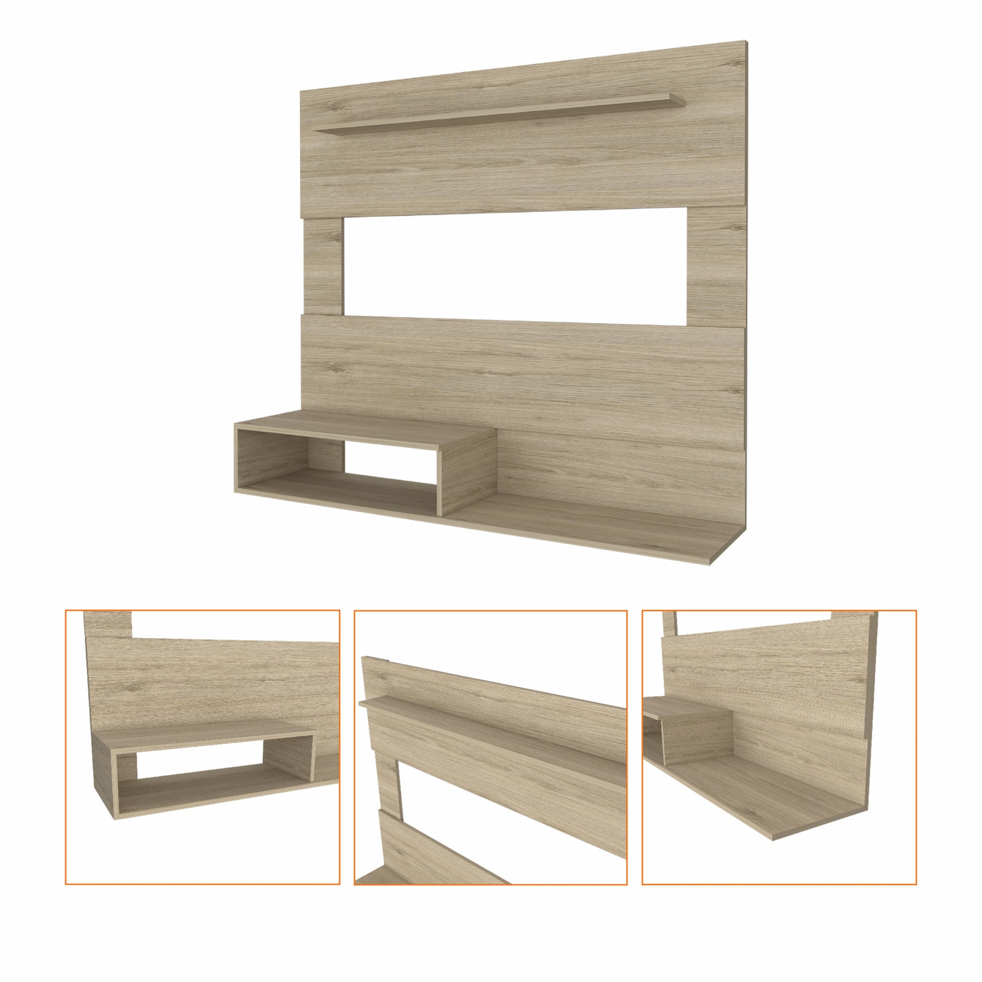55" Light Pine Open Shelving Entertainment Center-TV Stands-DECOROLALA