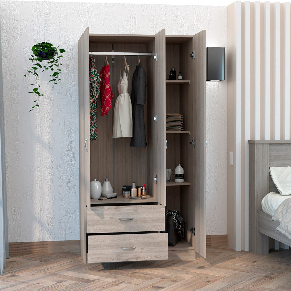 71" Light Gray Manufactured Wood Two Drawer Combo Dresser-Dressers-DECOROLALA