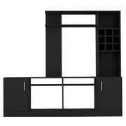 78" Black Particle Board Open Shelving Entertainment Center-TV Stands-DECOROLALA