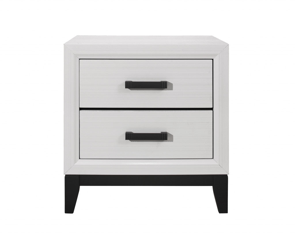 25" White Wood Two Drawer Nightstand-Nightstands & Bedside Tables-DECOROLALA