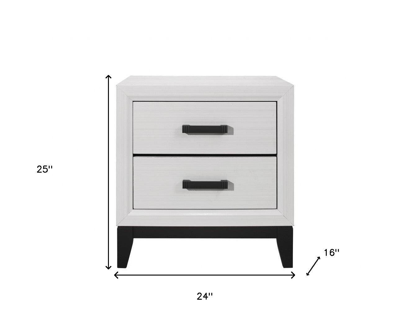 25" White Wood Two Drawer Nightstand-Nightstands & Bedside Tables-DECOROLALA