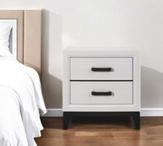 25" White Wood Two Drawer Nightstand-Nightstands & Bedside Tables-DECOROLALA