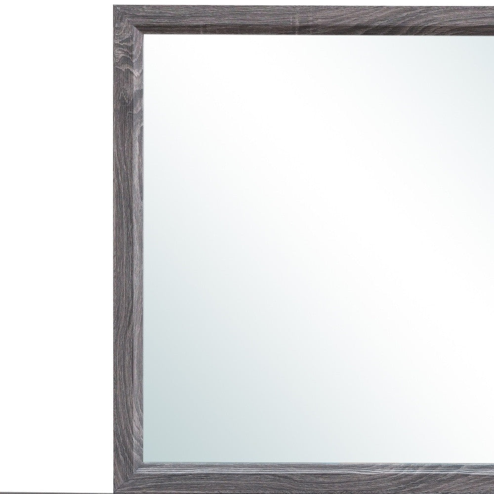 35" Dark Gray Wood Framed Accent Mirror-Mirrors-DECOROLALA