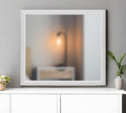 35" White Framed Dresser Mirror-Mirrors-DECOROLALA