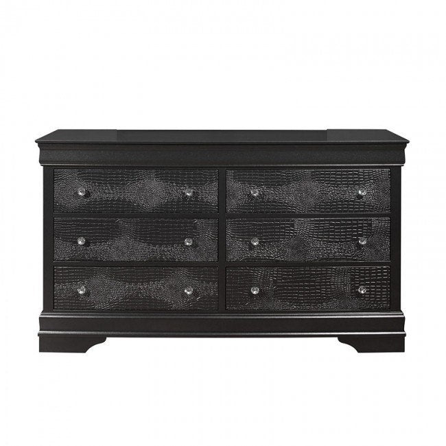 58" Metallic Grey Solid Wood Six Drawer Double Dresser-Dressers-DECOROLALA