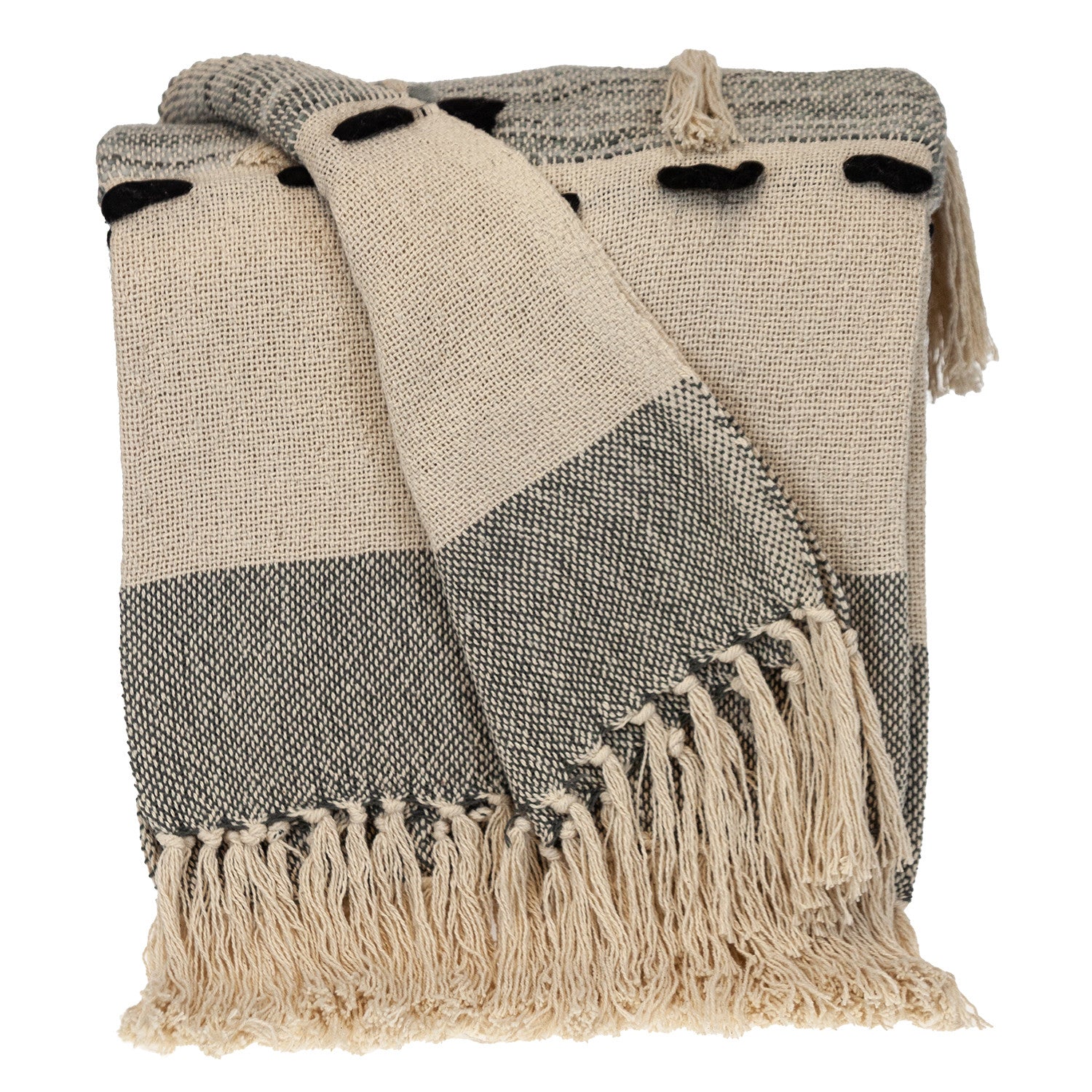 Gray Woven Cotton Abstract Throw Blanket-Throws & Blankets-DECOROLALA