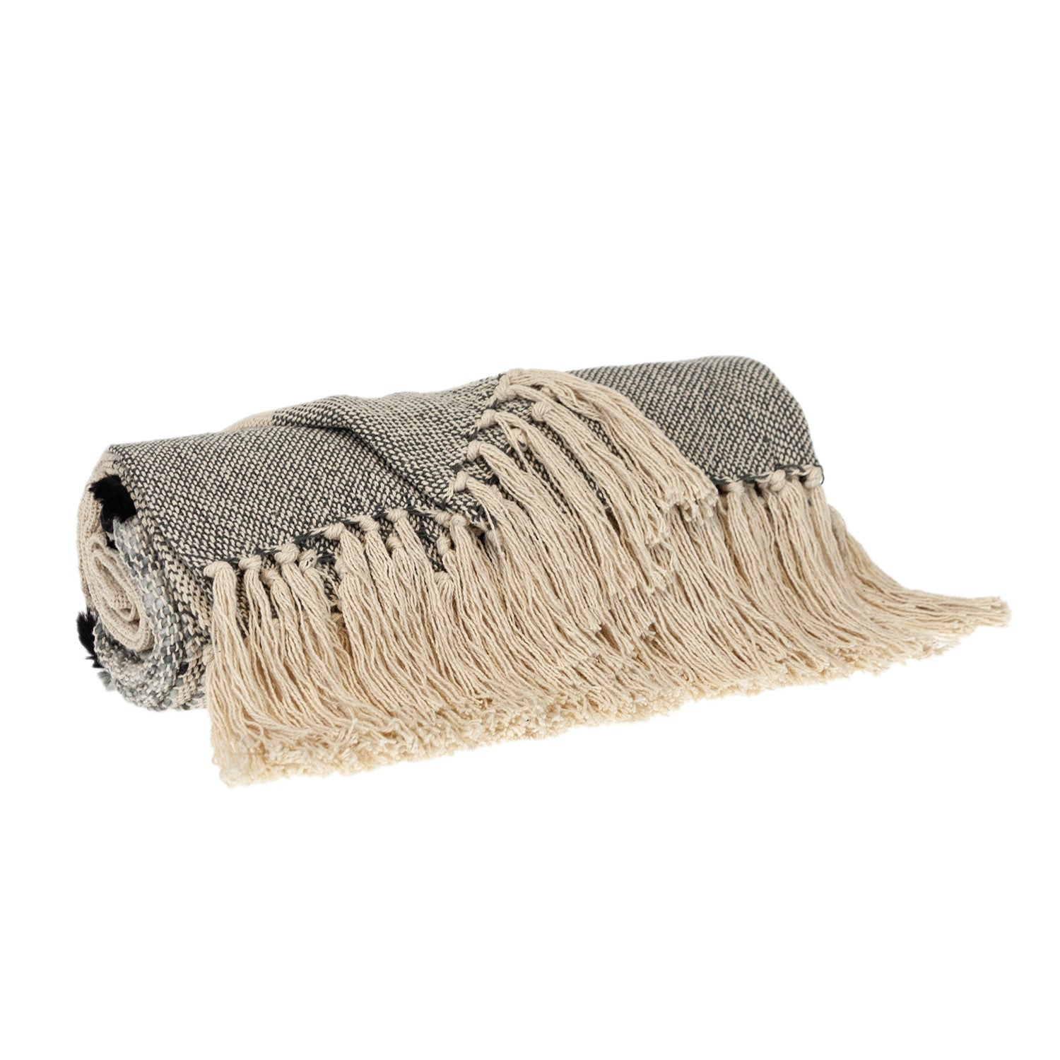 Gray Woven Cotton Abstract Throw Blanket-Throws & Blankets-DECOROLALA