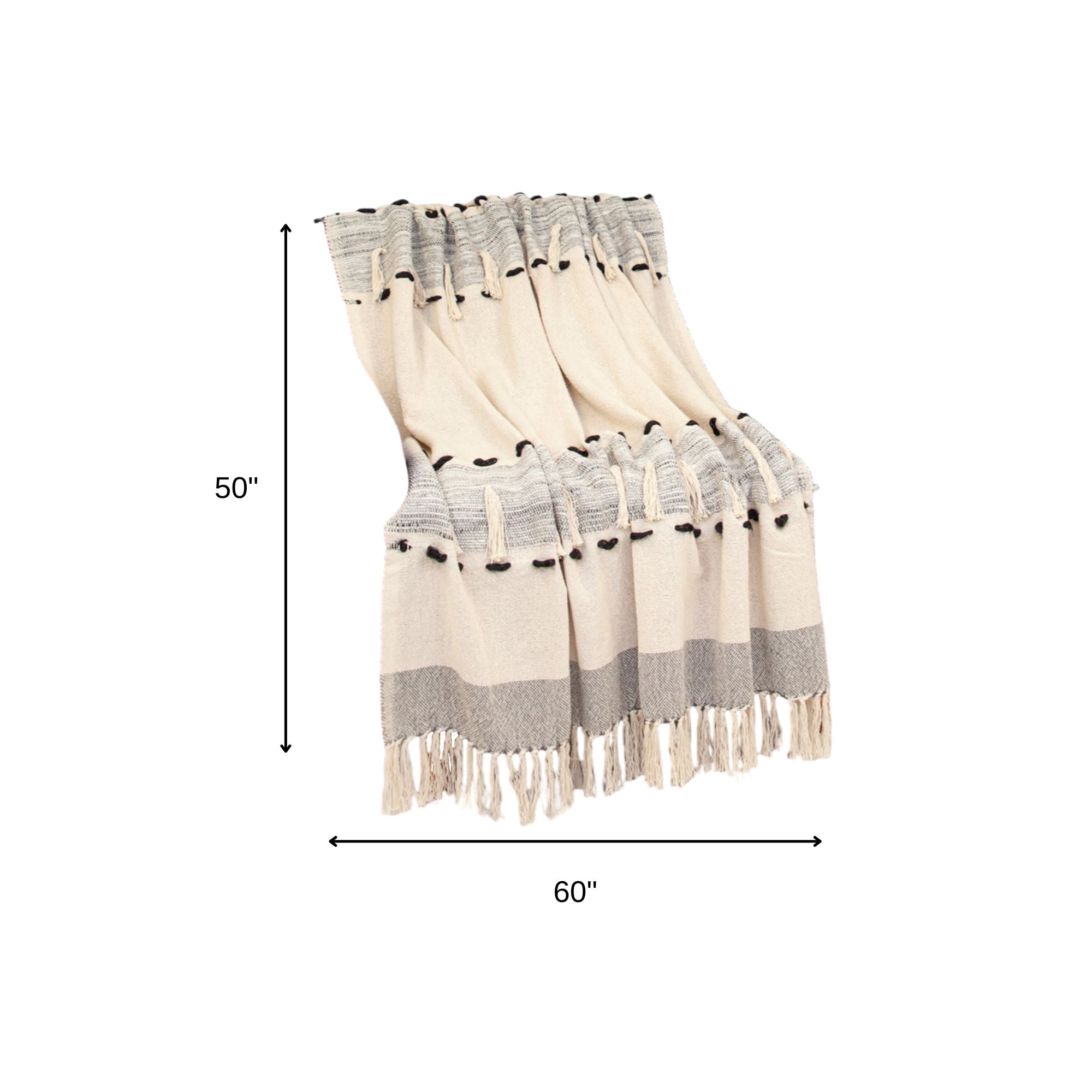 Gray Woven Cotton Abstract Throw Blanket-Throws & Blankets-DECOROLALA