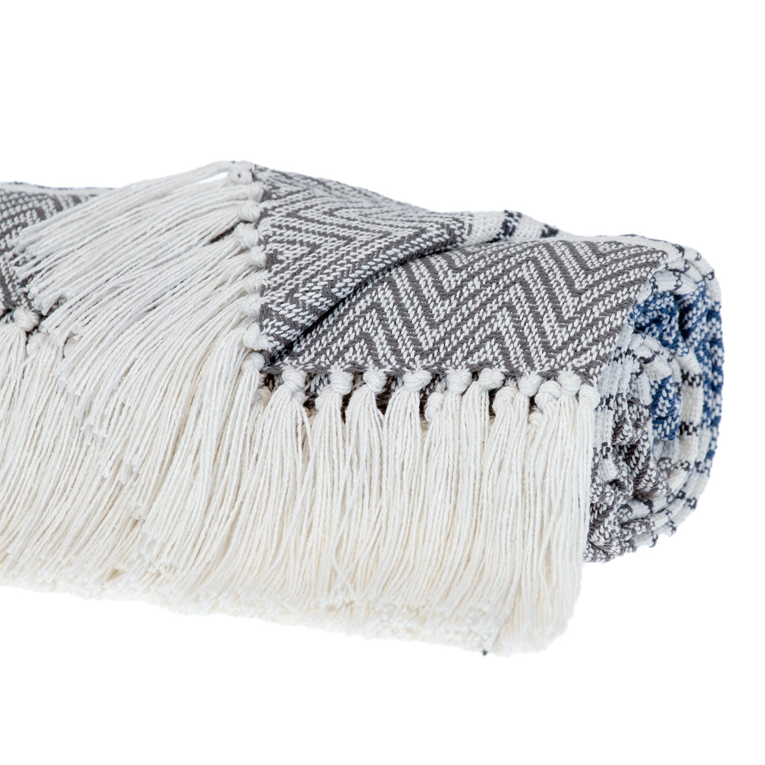 Charcoal Woven Cotton Striped Throw Blanket-Throws & Blankets-DECOROLALA