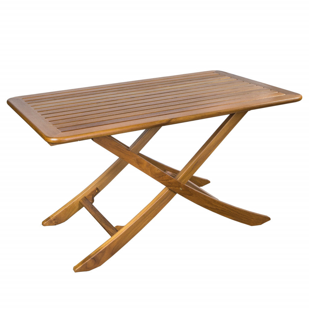 43" Brown Solid Wood Folding Outdoor Picnic Table-1