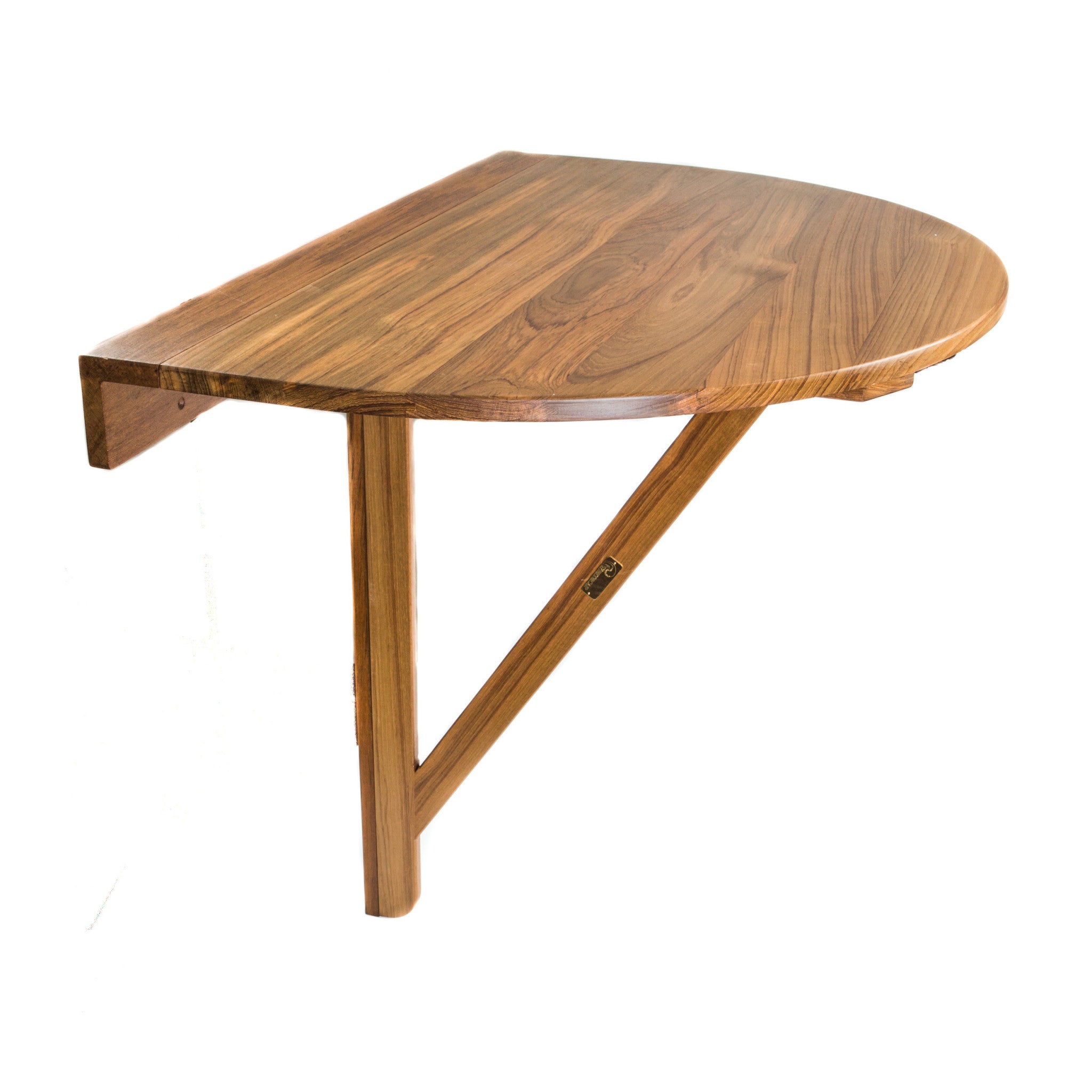 24" Brown Half Round Solid Wood Folding Outdoor Balcony Table-Outdoor Tables-DECOROLALA