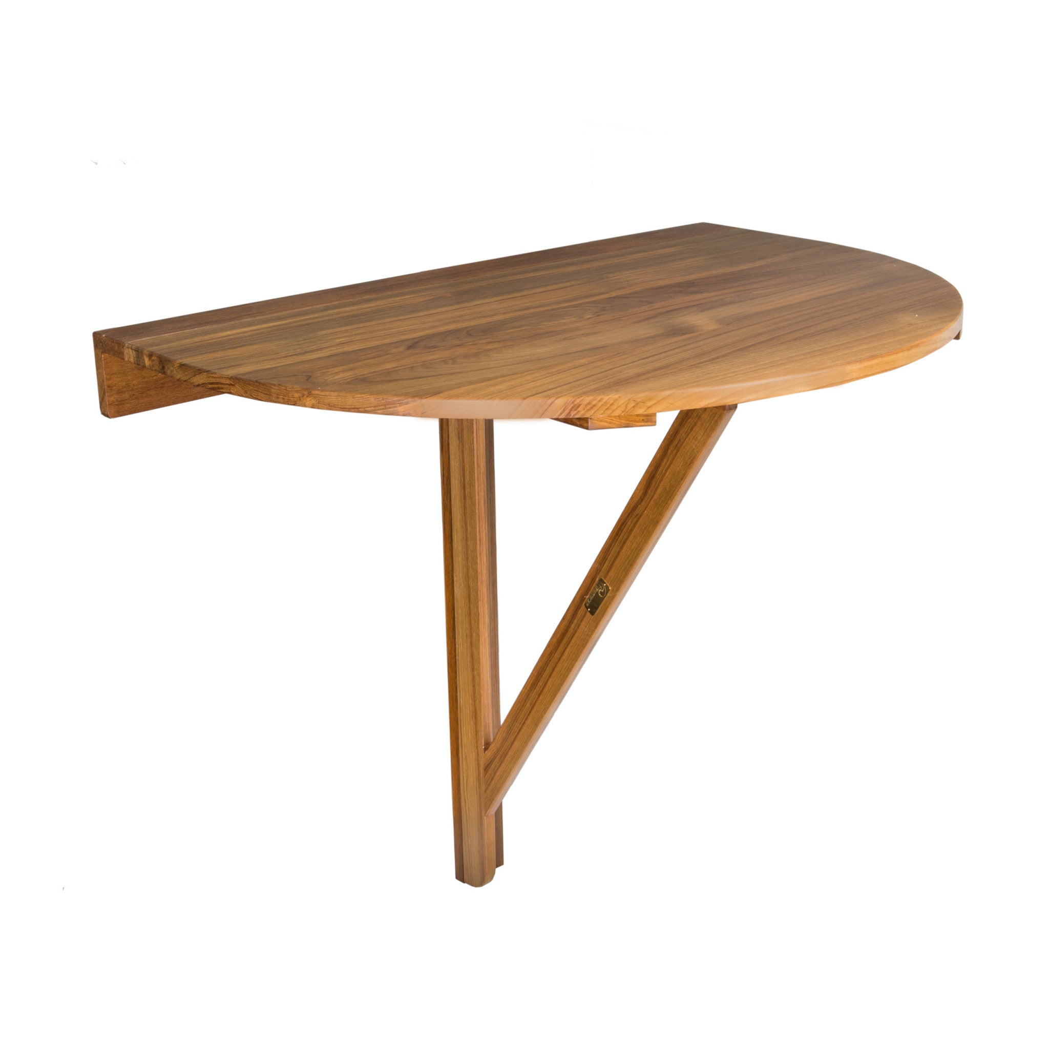 24" Brown Half Round Solid Wood Folding Outdoor Balcony Table-Outdoor Tables-DECOROLALA