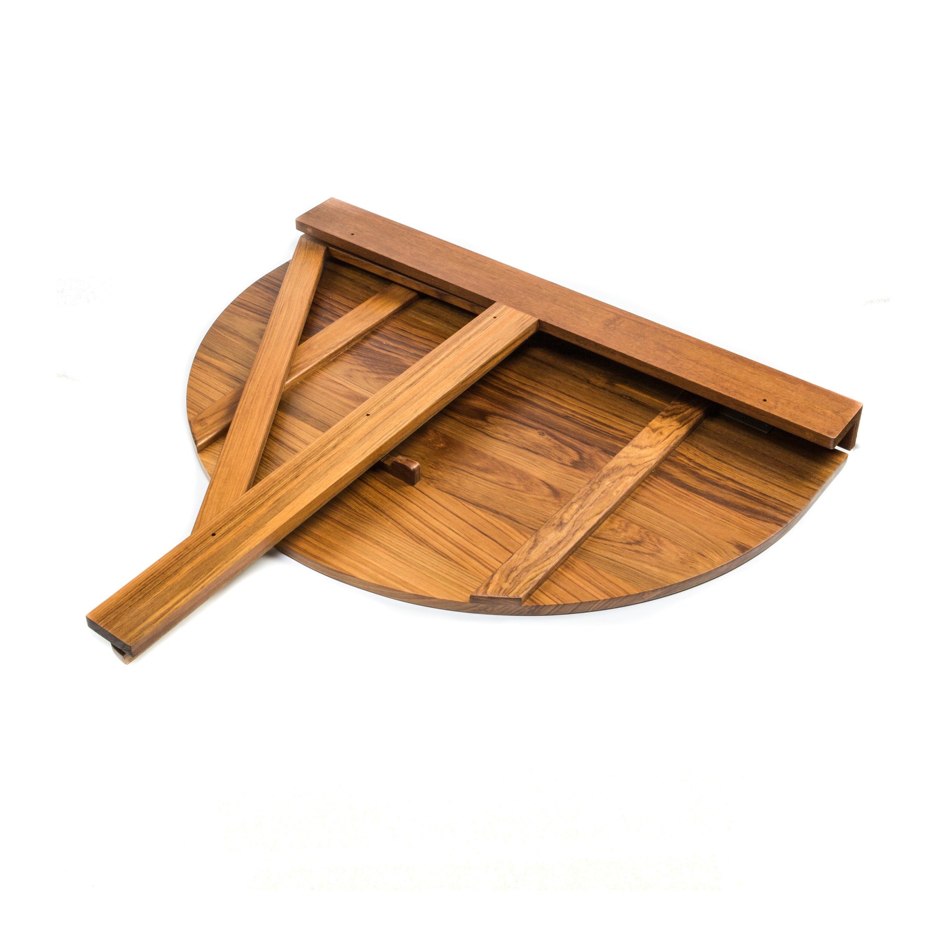 24" Brown Half Round Solid Wood Folding Outdoor Balcony Table-Outdoor Tables-DECOROLALA