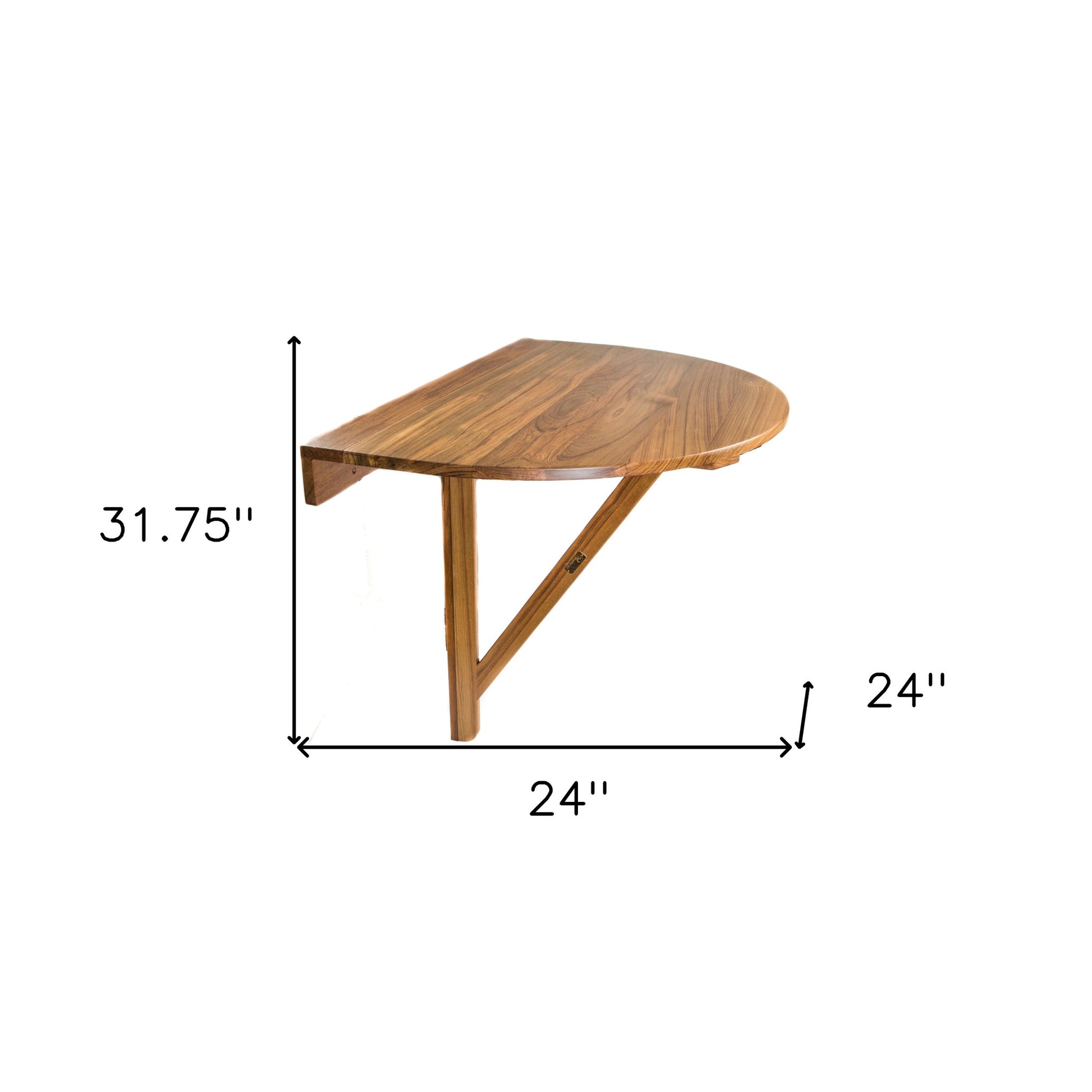 24" Brown Half Round Solid Wood Folding Outdoor Balcony Table-Outdoor Tables-DECOROLALA