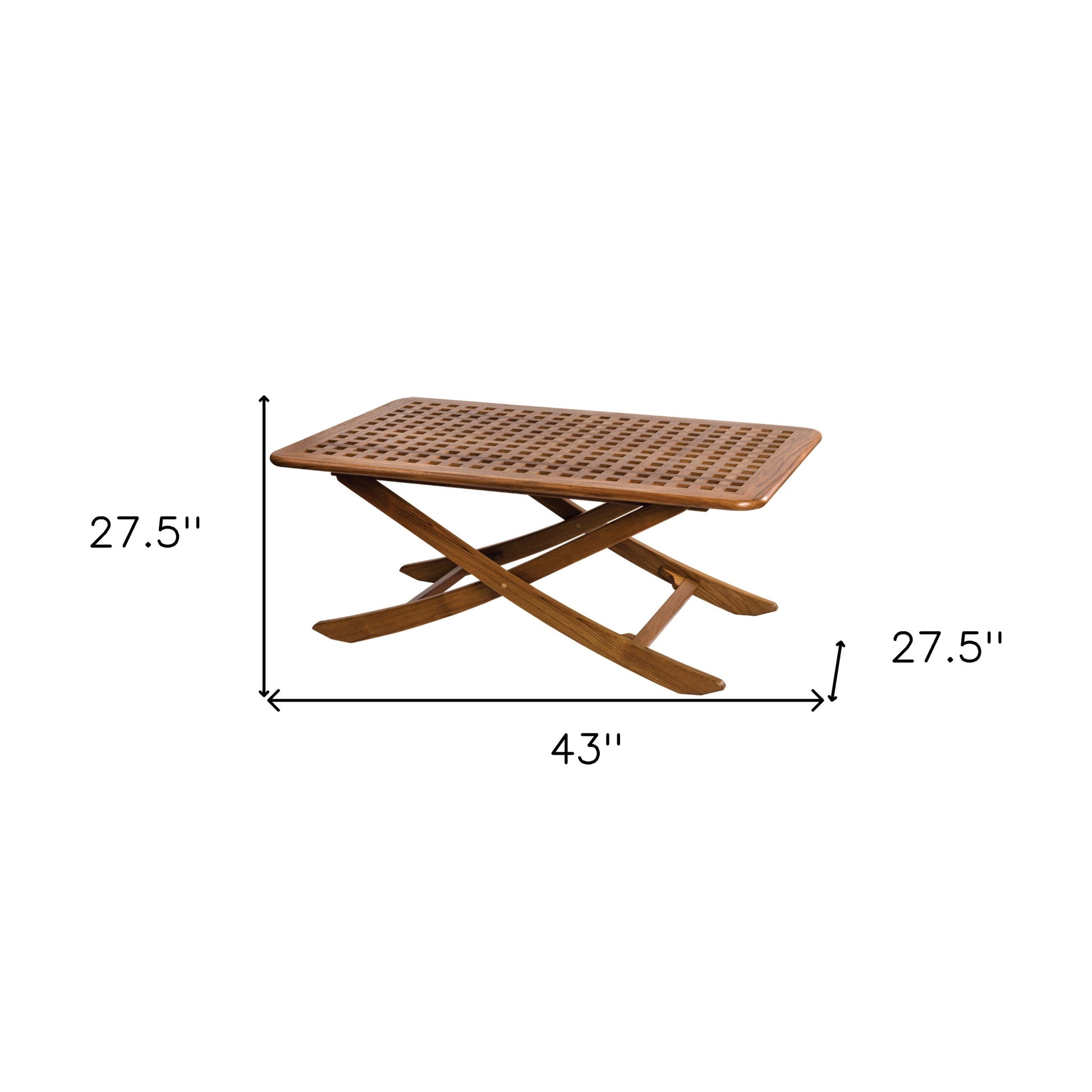 43" Brown Solid Wood Folding Outdoor Side Table-3