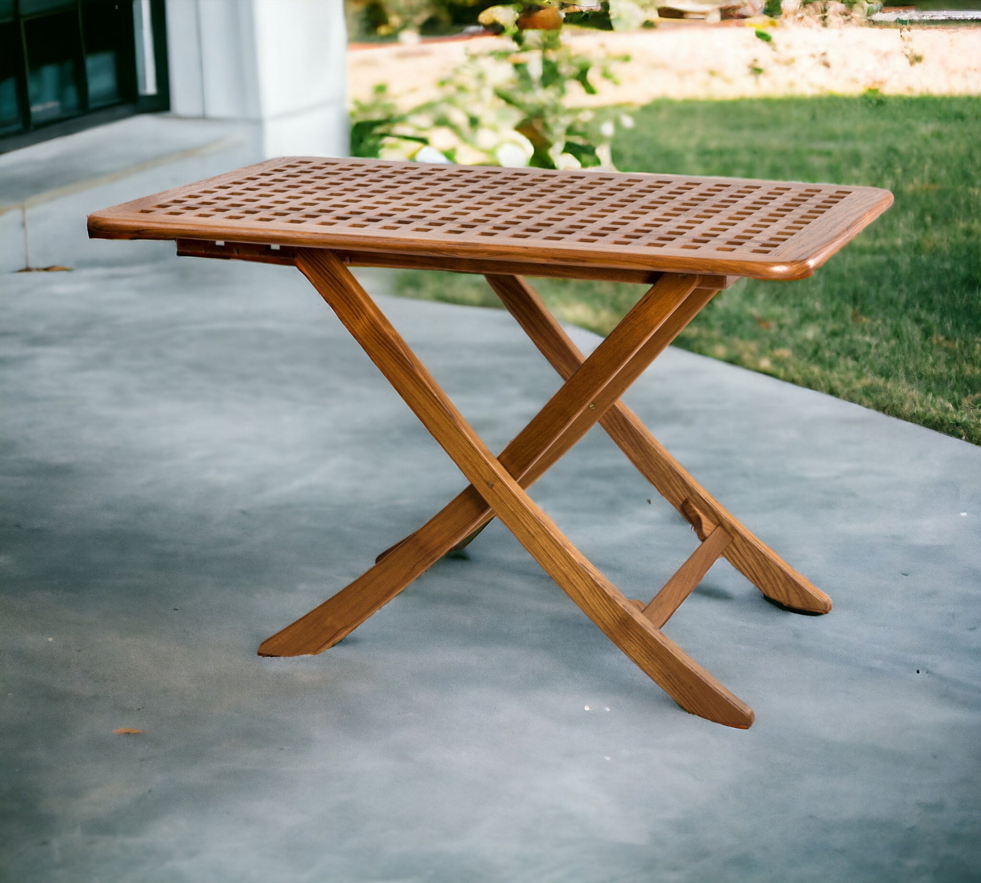 43" Brown Solid Wood Folding Outdoor Side Table-0