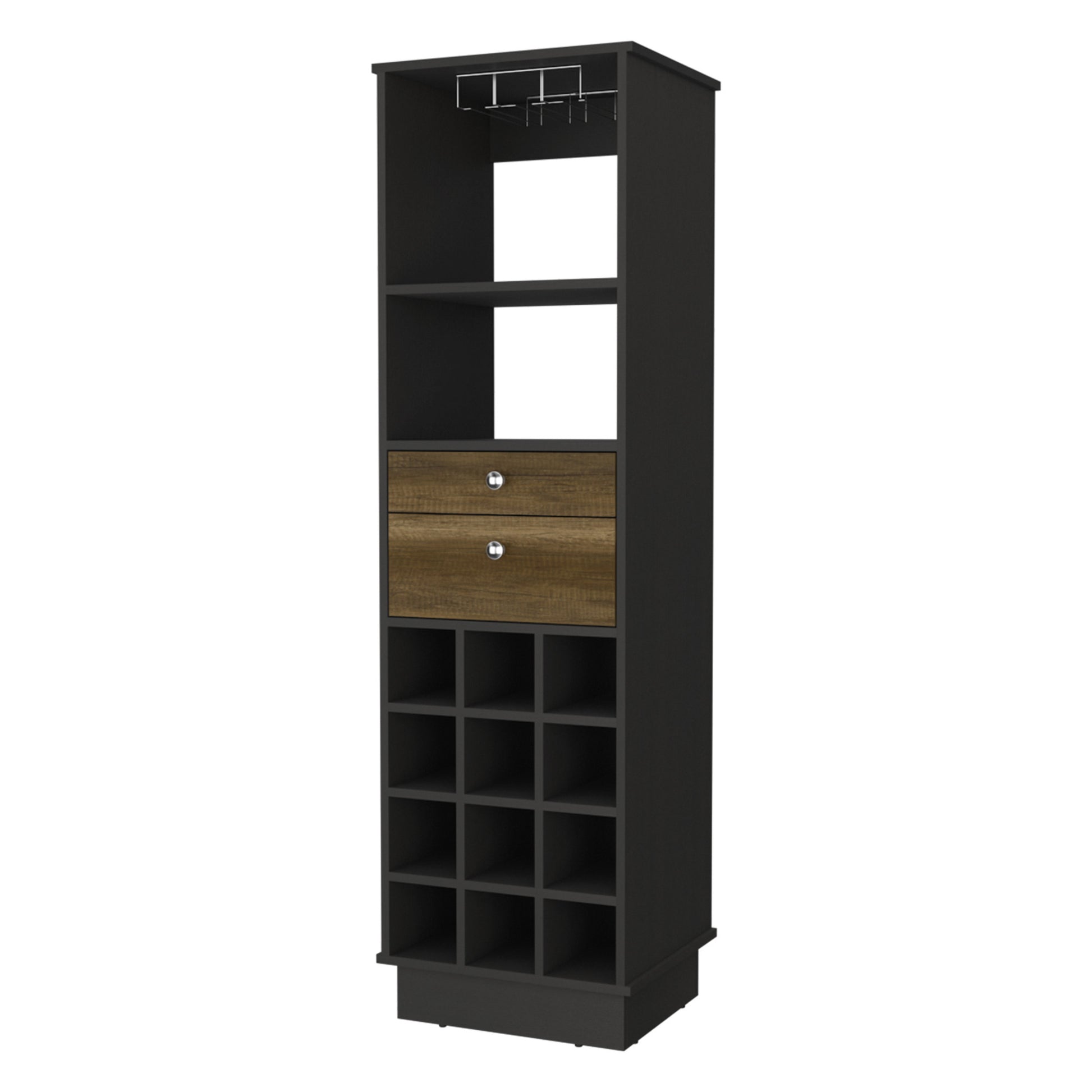 18" Black Bar Cabinet With Two Drawers-Cabinets-DECOROLALA