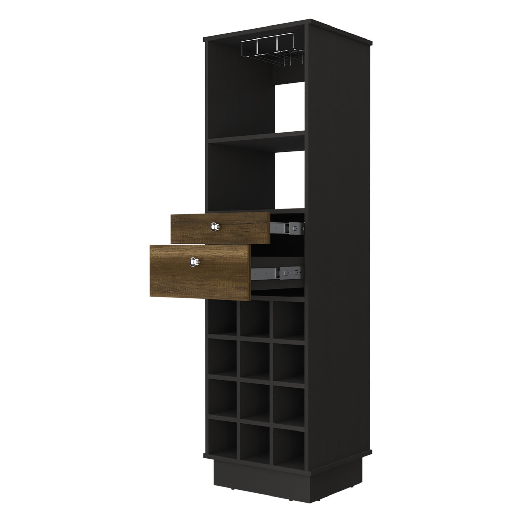 18" Black Bar Cabinet With Two Drawers-Cabinets-DECOROLALA