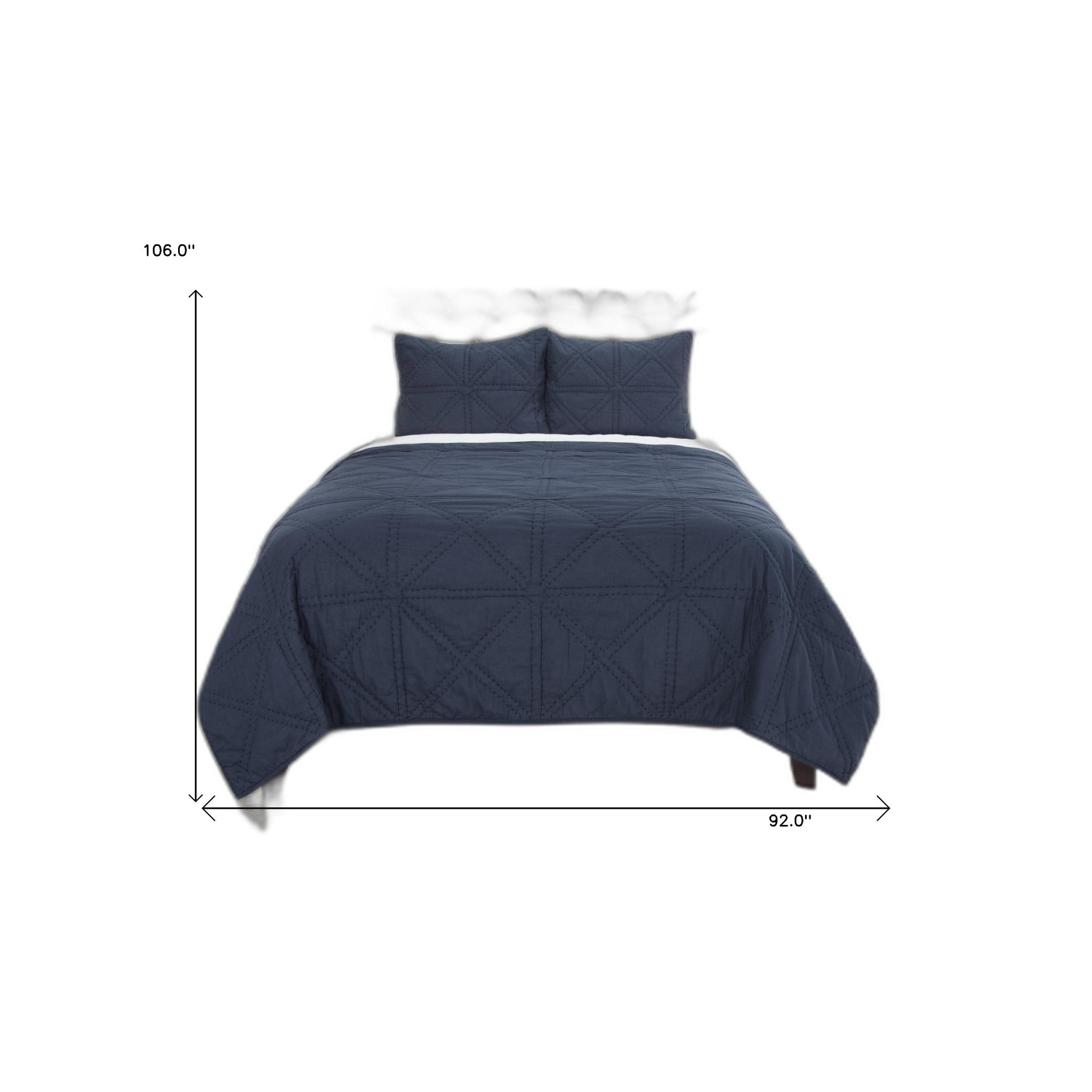 Set of Three Indigo Geometric King Quilt-Comforters and Quilts-DECOROLALA