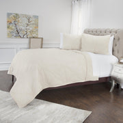 Set of Three Ivory Geometric King Quilt-Comforters and Quilts-DECOROLALA