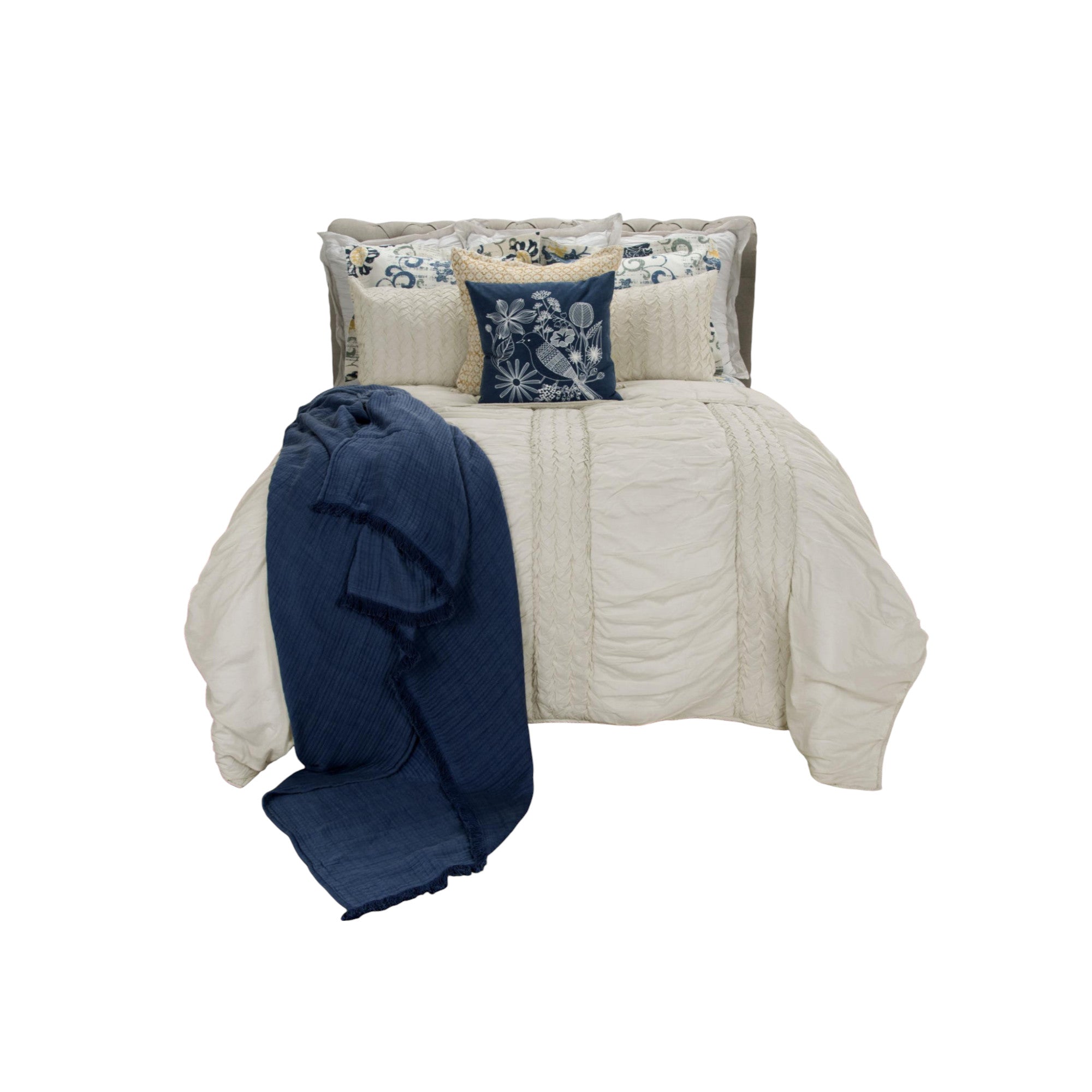 Ivory Geometric King Quilt-Comforters and Quilts-DECOROLALA