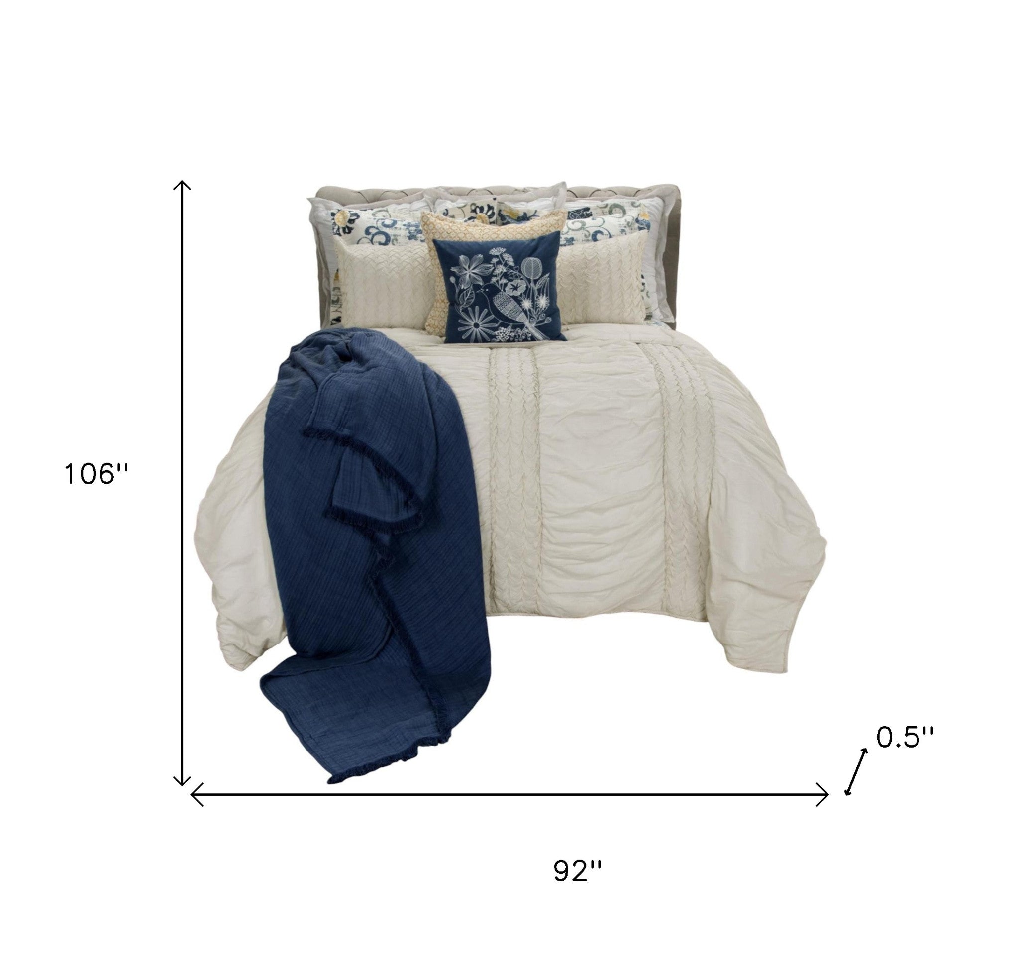 Ivory Geometric King Quilt-Comforters and Quilts-DECOROLALA