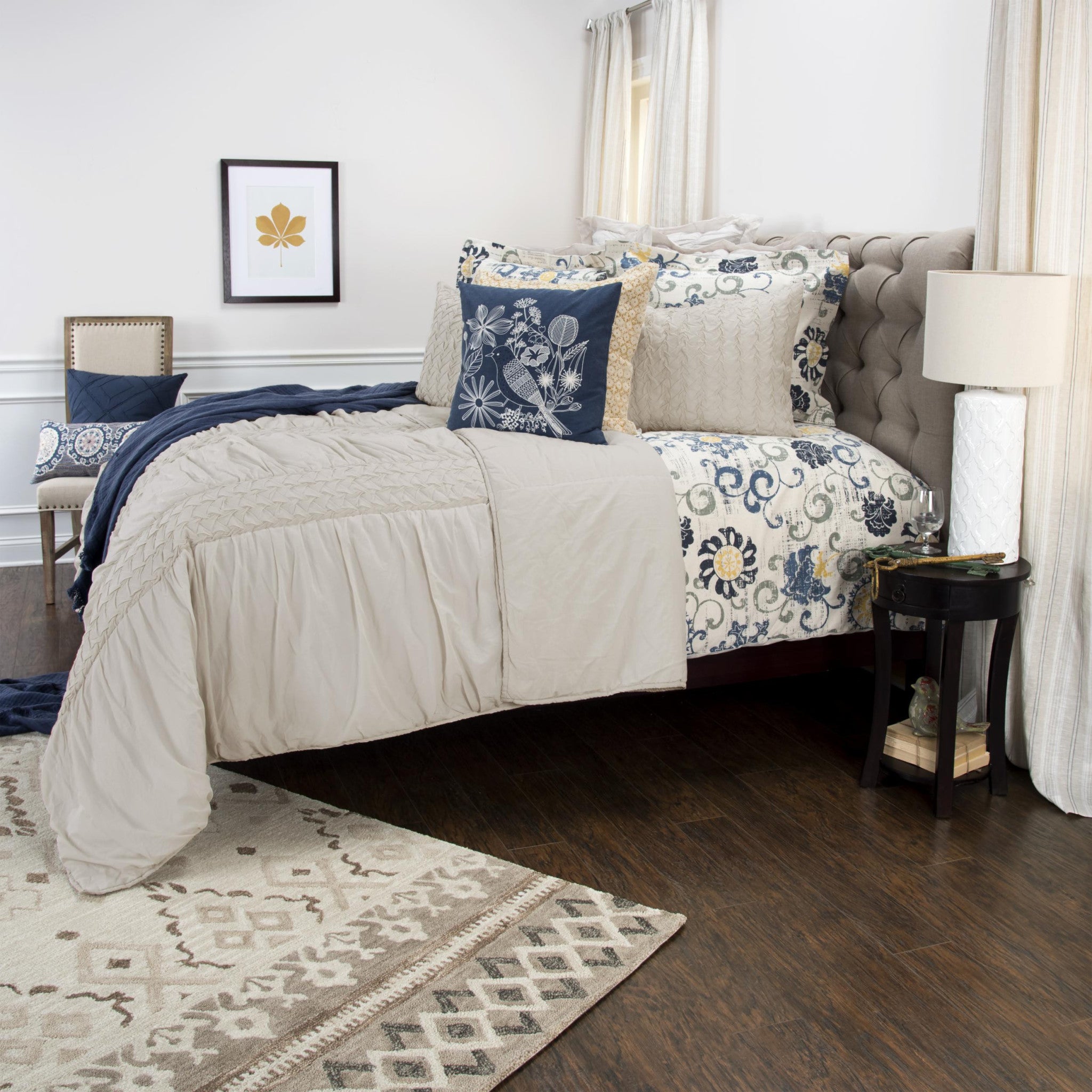 Ivory Geometric King Quilt-Comforters and Quilts-DECOROLALA