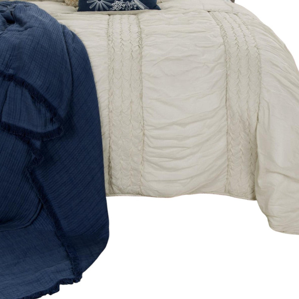 Ivory Geometric King Quilt-Comforters and Quilts-DECOROLALA