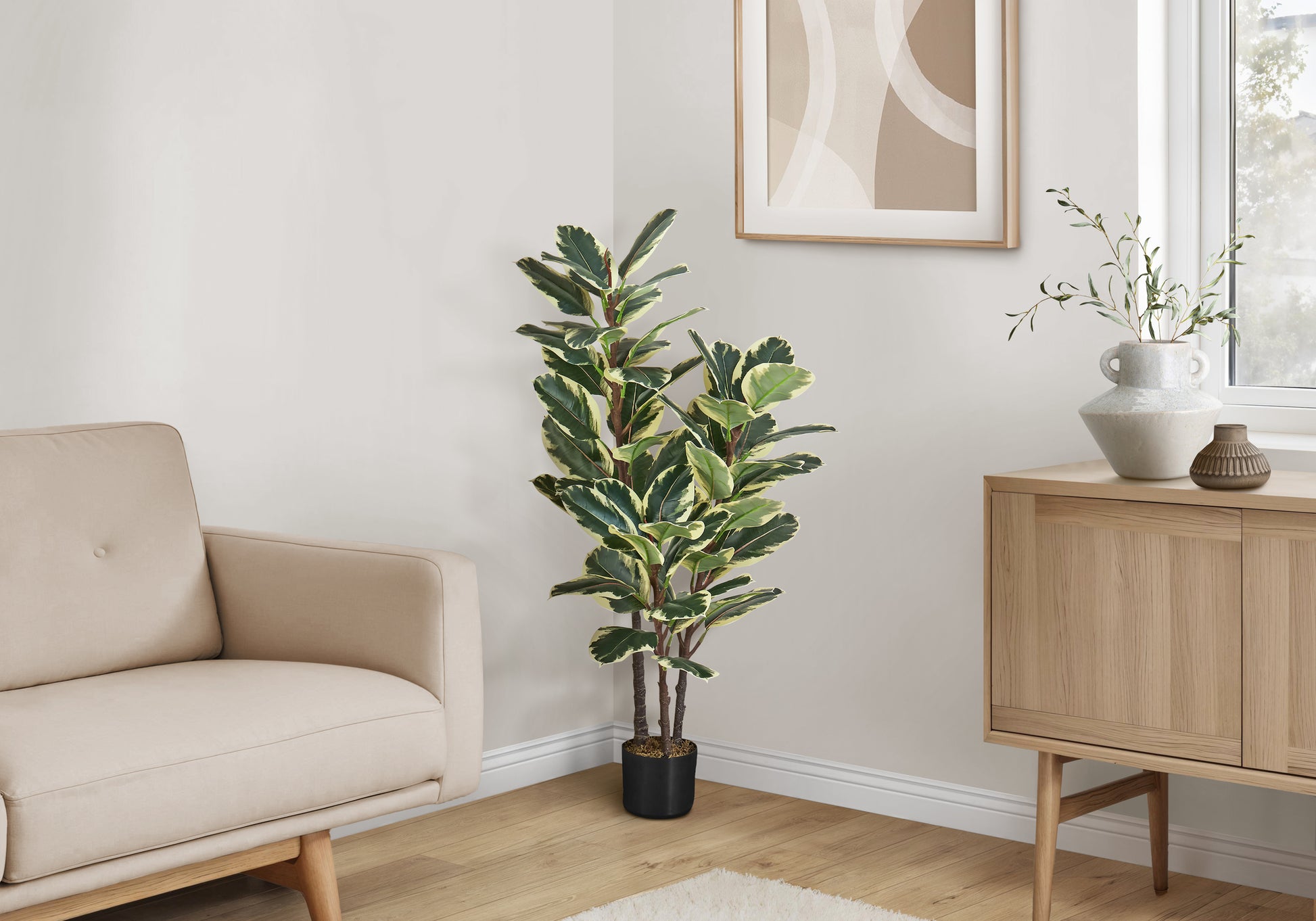 47"H Artificial Oak Tree Plant Indoor Faux Greenery-Artificial Plant-DECOROLALA