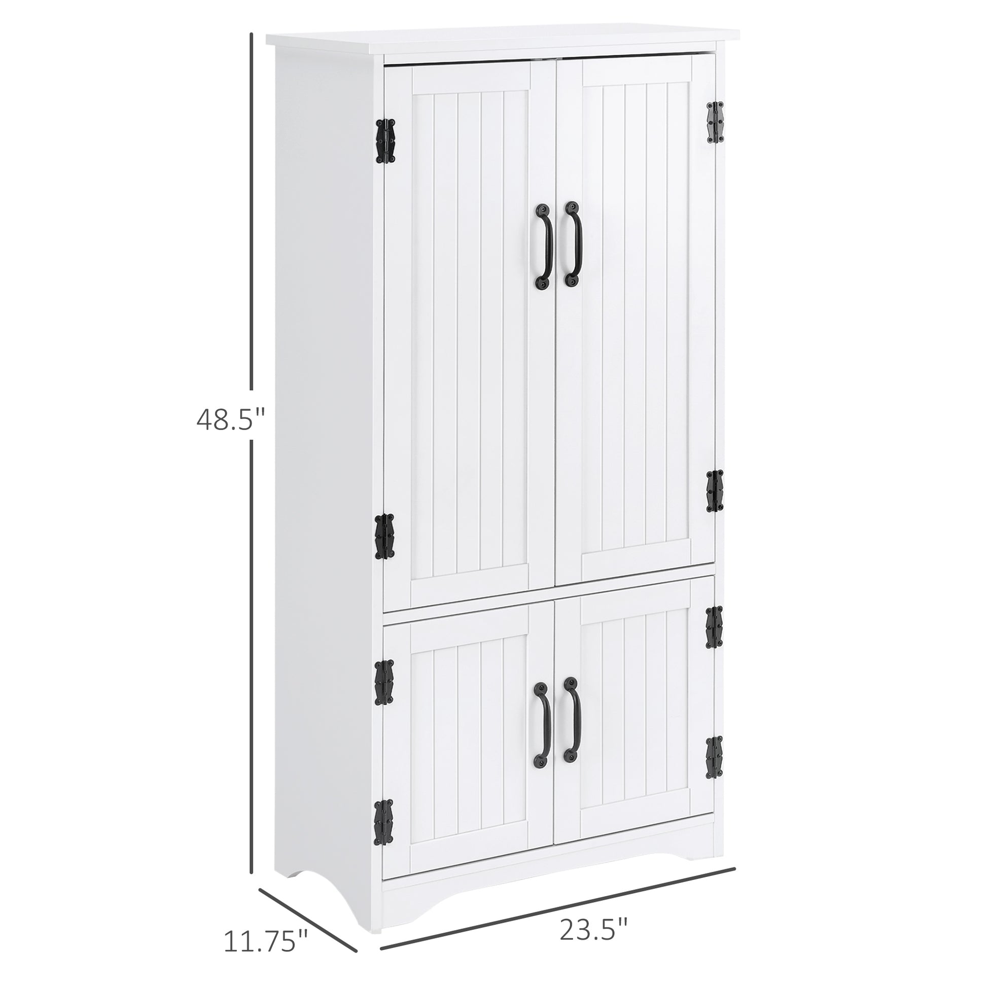 48" 4-Door Pantry Storage Cabinet - White Adjustable Shelves-Home Furnishings > Storage & Organization > Kitchen Pantry Cabinets-DECOROLALA