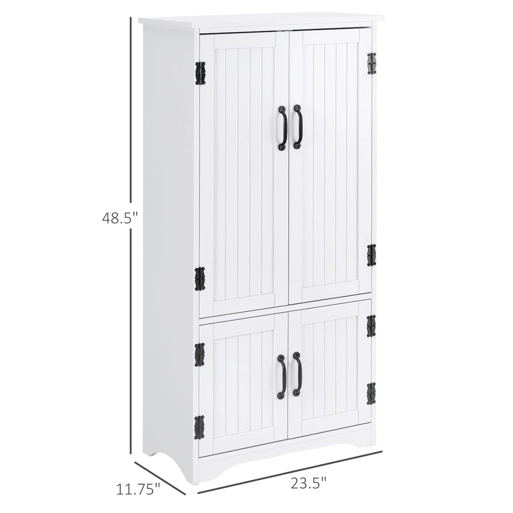 48" 4-Door Pantry Storage Cabinet - White Adjustable Shelves-Home Furnishings > Storage & Organization > Kitchen Pantry Cabinets-DECOROLALA
