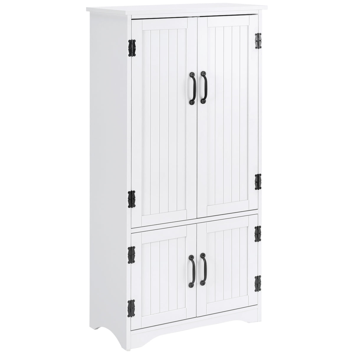 48" 4-Door Pantry Storage Cabinet - White Adjustable Shelves-Pantry Cabinets-DECOROLALA