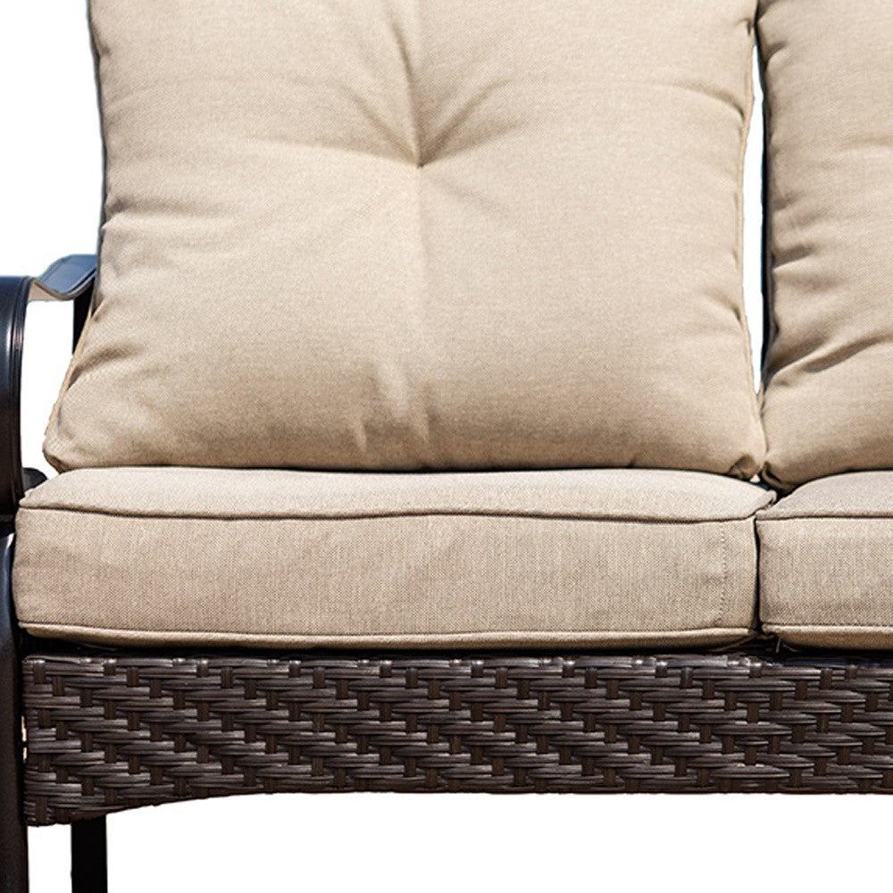 48" Beige Polyester Blend Sofa With Black Legs-Sofas-DECOROLALA