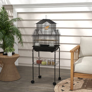 48" Bird Cage with Stand and Accessories - Black Steel-Birds-DECOROLALA