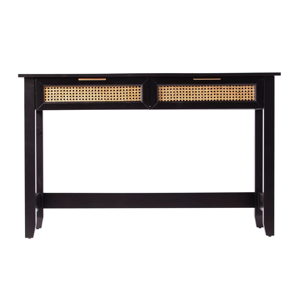48" Black Console Table And Drawers-Console Tables-DECOROLALA