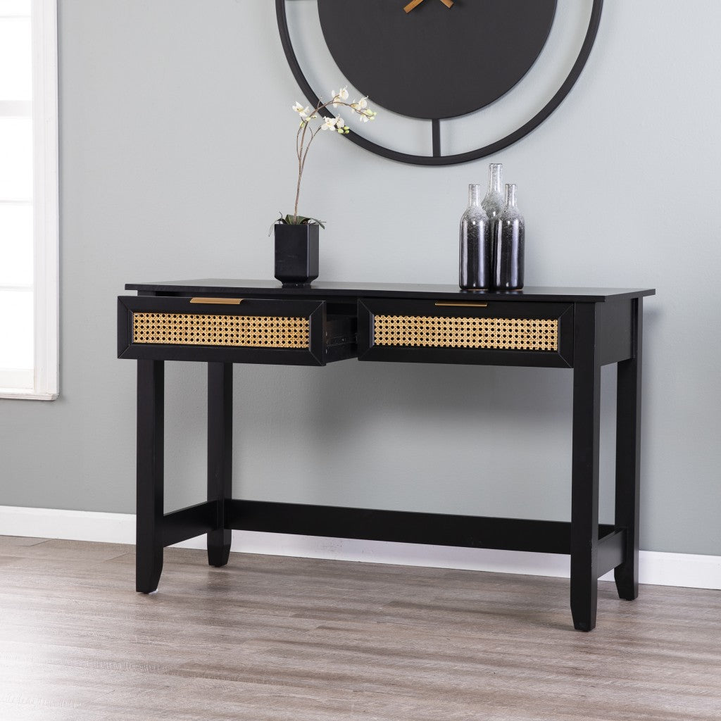 48" Black Console Table And Drawers-Console Tables-DECOROLALA