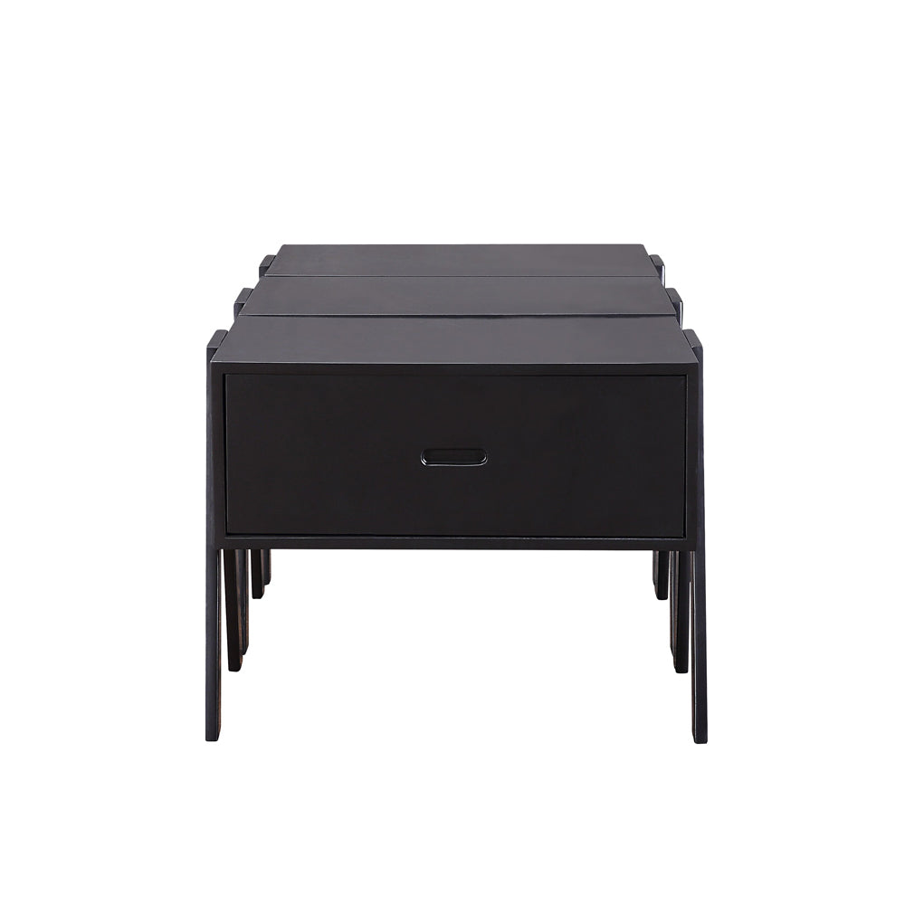 48" Black Convertible Coffee Table With Three Drawers-Coffee Tables-DECOROLALA