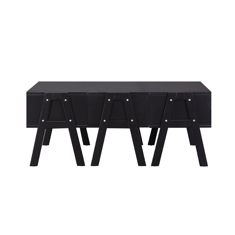 48" Black Convertible Coffee Table With Three Drawers-Coffee Tables-DECOROLALA