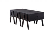 48" Black Convertible Coffee Table With Three Drawers-Coffee Tables-DECOROLALA
