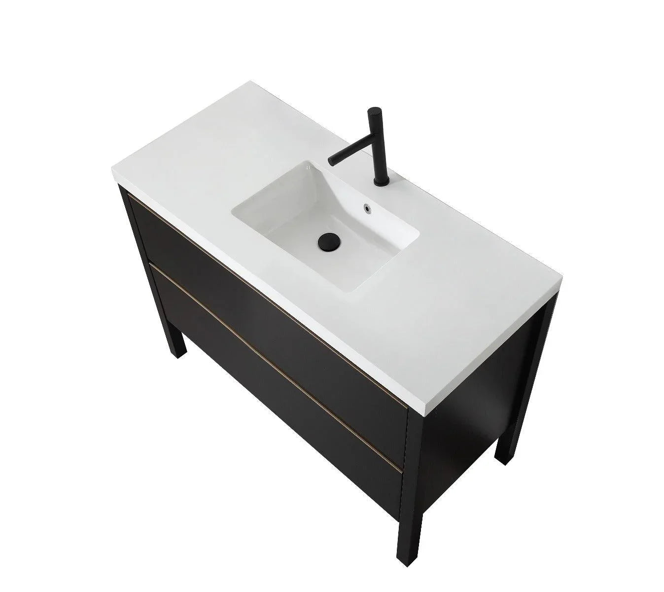 48" Black Freestanding Single Sink Bathroom Vanity with White Quartz Countertop-Migration_Bathroom Vanities-DECOROLALA